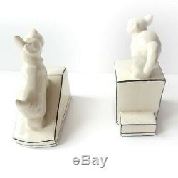 Art Deco Porcelain Ceramic Cat & Dog Book Ends