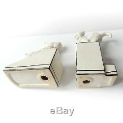 Art Deco Porcelain Ceramic Cat & Dog Book Ends