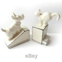 Art Deco Porcelain Ceramic Cat & Dog Book Ends