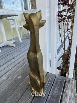 Art Deco Siamese Cat Bronzed Metal Vintage Cubist Style Statue MID Century