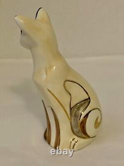 Art Deco Siamese Cat Figurine With Gold Accents