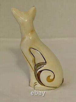 Art Deco Siamese Cat Figurine With Gold Accents