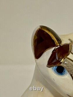 Art Deco Siamese Cat Figurine With Gold Accents