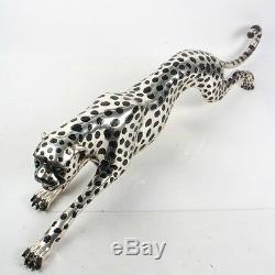 Art Deco Silver Bronze Cheetah Statue Big Cat Leopard Feline Panther Lion Jaguar