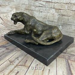 Art Deco Solid Bronze Cheetah Statue Big Cat Leopard Feline Panther Lion Jaguar