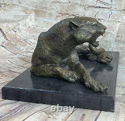 Art Deco Solid Bronze Cheetah Statue Big Cat Leopard Feline Panther Lion Jaguar