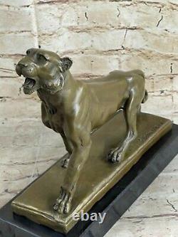 Art Deco Solid Bronze Cheetah Statue Big Cat Leopard Panther Lion Jaguar