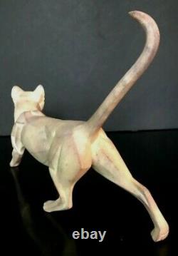 Art Deco Stone Sculpture Realistic Walking CAT Statue 13 long 9-1/2 Tall