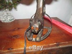 Art Deco Stretching Cat Table Lamp Millefiori Shade Very Cute Cat Lamp