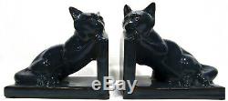 Art Deco Studio Pottery Cat Bookends Aqua Glaze West Germany 15.5 x 14 x 10 cm