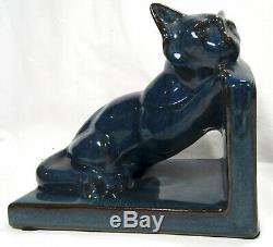 Art Deco Studio Pottery Cat Bookends Aqua Glaze West Germany 15.5 x 14 x 10 cm