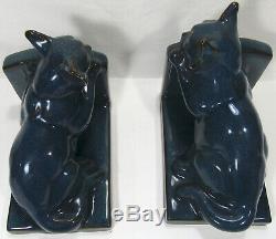 Art Deco Studio Pottery Cat Bookends Aqua Glaze West Germany 15.5 x 14 x 10 cm