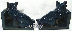 Art Deco Studio Pottery Cat Bookends Aqua Glaze West Germany 15.5 x 14 x 10 cm