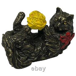 Art Deco Style Miniature Cold Painted Bronze Playful Cat Sculpture