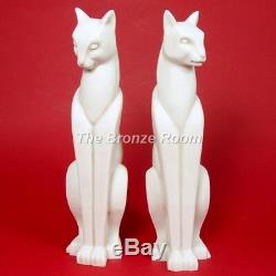 Art Deco Style Pair Of Marble Cats Bookends Sculpture