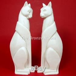 Art Deco Style Pair Of Marble Cats Bookends Sculpture