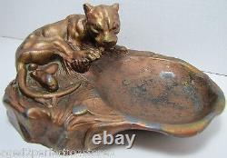 Art Deco Tiger Cougar Tray Figural Big Cat Trinket Card Tip Decorative Arts