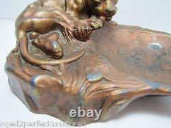 Art Deco Tiger Cougar Tray Figural Big Cat Trinket Card Tip Decorative Arts