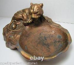 Art Deco Tiger Cougar Tray Figural Big Cat Trinket Card Tip Decorative Arts