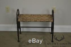 Art Deco Vintage Cast Iron Bench with Arched Fighting Cats