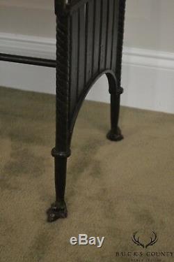 Art Deco Vintage Cast Iron Bench with Arched Fighting Cats