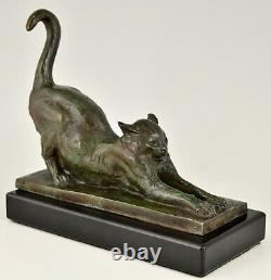 Art Deco bronze cat bookends Louis Riche France 1920 original
