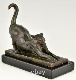 Art Deco bronze cat bookends Louis Riche France 1920 original