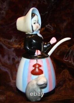 Art Nouveau Style Mustard pot Figurine Cat Farm Art Deco-German Style Porcelain