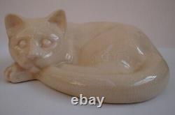Art Nouveau Style Statue Figurine Cat Wildlife Art Deco Style Porcelain Cracklew