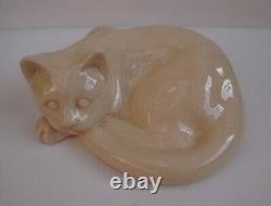 Art Nouveau Style Statue Figurine Cat Wildlife Art Deco Style Porcelain Cracklew