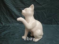 Art Nouveau Style Statue Figurine Cat Wildlife Art Deco Style Porcelain Cracklew