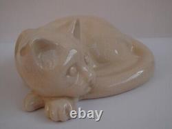 Art Nouveau Style Statue Figurine Cat Wildlife Art Deco Style Porcelain Cracklew