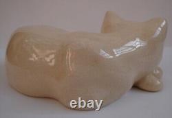 Art Nouveau Style Statue Figurine Cat Wildlife Art Deco Style Porcelain Cracklew