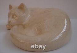 Art Nouveau Style Statue Figurine Cat Wildlife Art Deco Style Porcelain Cracklew