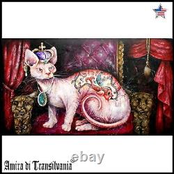 Art painting animal portrait sphynx cats figurative surrealism fetish tatoo art