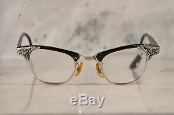 Artcraft 12k Gold Filled Cat Eye Glasses, Art Deco Filigree Etched Floral