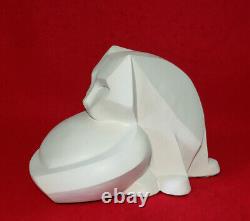 Austin Productions Karin Swildens Cubist Grooming Cat Art Deco Sculpture Signed