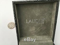 Authentic LALIQUE Cat Chat Satin Clear Crystal Pin Brooch New Original Box, RARE