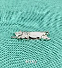 Authentic Tiffany & Co Art Deco Sterling Silver Cat Brooch