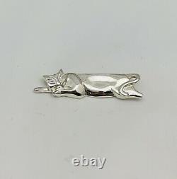 Authentic Tiffany & Co Art Deco Sterling Silver Cat Brooch