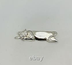 Authentic Tiffany & Co Art Deco Sterling Silver Cat Brooch