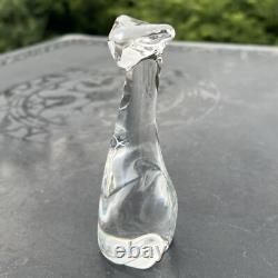 BACCARAT 4 3/4 Signed Crystal Long Neck Art Deco Modernist Cat Figurine