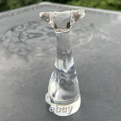 BACCARAT 4 3/4 Signed Crystal Long Neck Art Deco Modernist Cat Figurine