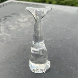 BACCARAT 4 3/4 Signed Crystal Long Neck Art Deco Modernist Cat Figurine
