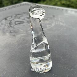 BACCARAT 4 3/4 Signed Crystal Long Neck Art Deco Modernist Cat Figurine
