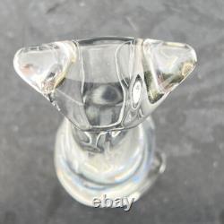 BACCARAT 4 3/4 Signed Crystal Long Neck Art Deco Modernist Cat Figurine