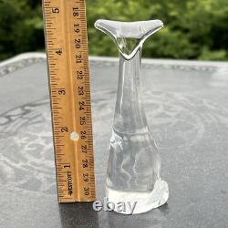 BACCARAT 4 3/4 Signed Crystal Long Neck Art Deco Modernist Cat Figurine