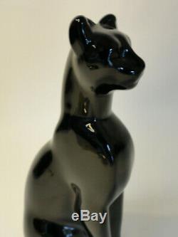 Baccarat Black Crystal Sitting Egyptian Style Cat Figure Paperweight ZD3-14