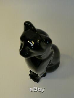 Baccarat Black Crystal Sitting Egyptian Style Cat Figure Paperweight ZD3-14