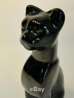 Baccarat Black Crystal Sitting Egyptian Style Cat Figure Paperweight ZD3-14